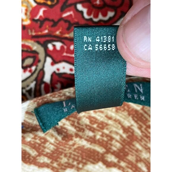 Lauren Ralph Lauren Women's M Brown Dress Polyester Wrap V Neck Paisley Bohemian - Picture 3 of 10